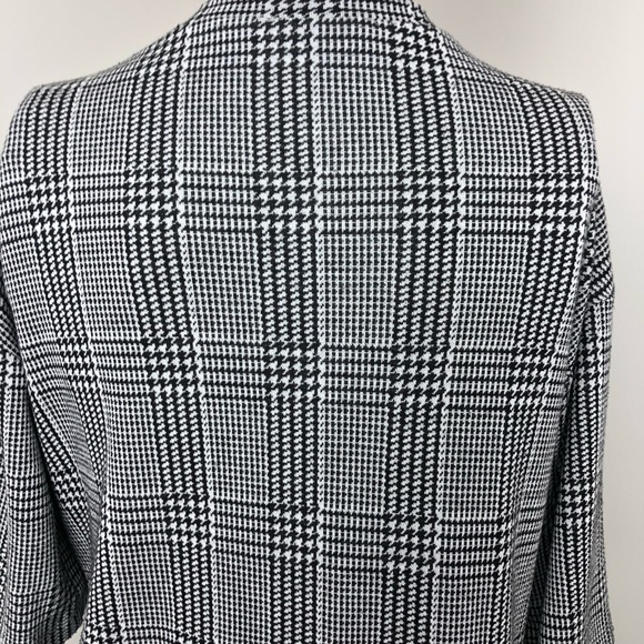 Zara Gray Houndstooth Leaf Patch Peplum Blouse Size S - Picture 8 of 10